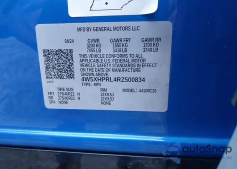 2024 Acura Zdx Type S/Type S Perf. Wheel Tire z USA, uszkodzony, nr VIN 4W5XHPRL4RZ500834